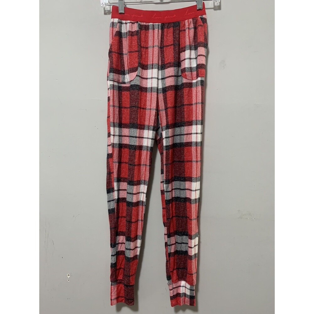 Victoria’s Secret Pink Women’s XS Red Plaid Lounge Sleep Pajama Jogger Pants